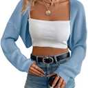 Women's Cardigan Shrugs Long Sleeve Knit Cropped Bolero Shrug Open Front Casual Cardigans for Dresses S