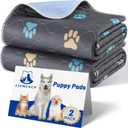Aitmexcn Washable Puppy Dog Pee Pad, 2PCS 100% Waterproof Whelping Training Mat for Puppy/Senior Dog, Fast Drying Reusable Puppy Pads for Indoor, Outdoor and Car Travel- 32'' x 36'' (Colour Paws)