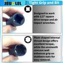 6PCS Twist Lug Nut Socket Set - 1/2 inch Drive Damaged Nut Lock Remover Extractor - Rusted & Stubborn Locking Nut Removal Tool Kit with 17mm 19mm 21mm 23mm 27mm Sockets & Center Punch Bar
