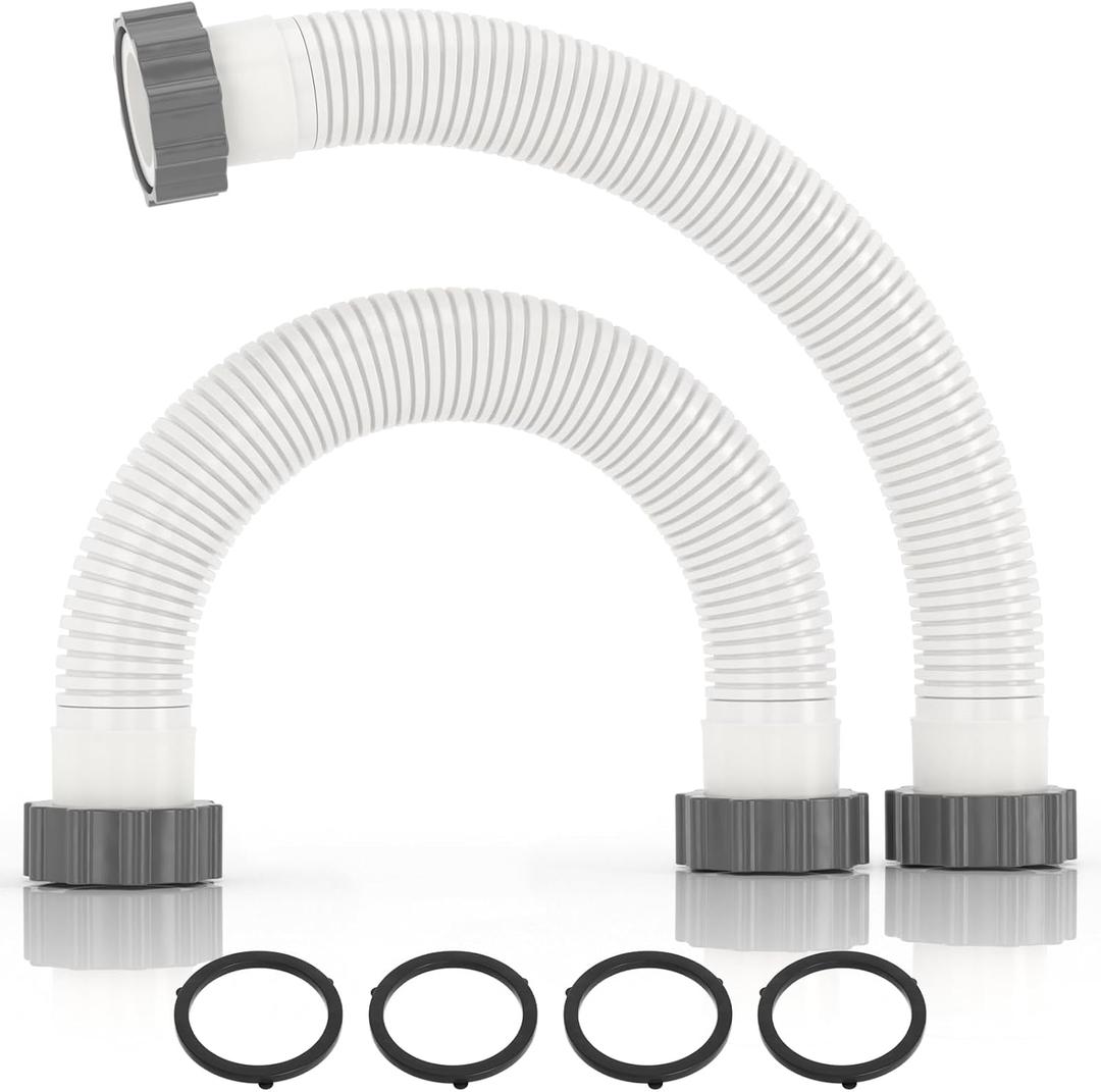 Pool Hoses for Above Ground 1.5 Diameter 16" Long Accessory Swimming Pool Replacement Hose, 2 Pack Filter Pump Hose Compatible with Pump Models