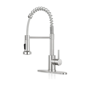 Kitchen Faucet with Pull Down Sprayer,Commercial Single Handle Stainless Steel Kitchen Faucets with Deck Plate (Brush Nickel)