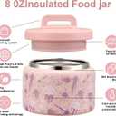 JXXM 8 Oz Thermo Food Jar for Hot & Cold Food for Kids, Insulated Lunch Containers Hot Food Jar,Leak-Proof Vacuum Stainless Steel Wide Mouth Lunch Soup Thermo for School (Pink-Jellyfish)