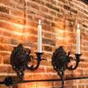 Blulu 2 Pack Antique Gold Wall Candle Holder Wall Sconces Holder Set Metal Decoration Hanging Mounted Candlestick Sconces for Home Decor Bedroom Dining Room, Fireplace and Yard Channel