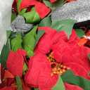 Christmas Cemetery Flowers for Grave: 2 Pcs Artificial 24 Heads Large Red Velvet Poinsettia Bouquets with Vases for Outdoor Grave Decorations