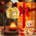 Candle Warmer Lamp with Timer Dimmer, Electric Candle Warmer with Adjustable Height for Home Decor, Valentines Birthday Gifts for Women Men Mom, Wax Melter for All Jar Sizes, 2Bulbs,Black