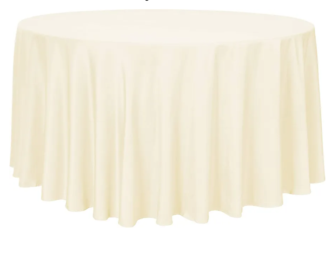sancua Round Tablecloth - 108 Inch - Water Resistant Spill Proof Washable Polyester Table Cloth Decorative Fabric Table Cover for Dining Tables, Buffet Parties and Camping, Beige