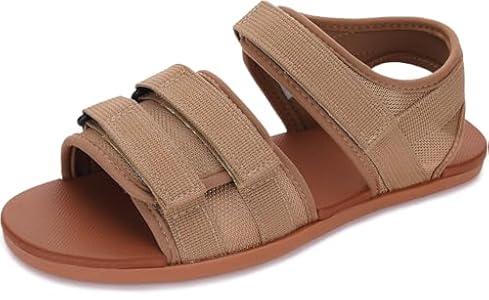 WHITIN Womens Sandals Comfortable Wide Width Beach Sandles Straps with Adjustable Hooks Size 6 Barefoot Hiking Walking Flat Water Shoes Minimalist Vacation Zero Drop Sport Light Brown 36