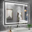 Amorho 40"X32" LED Bathroom Mirror with Black Frame, Front Lit and Backlit