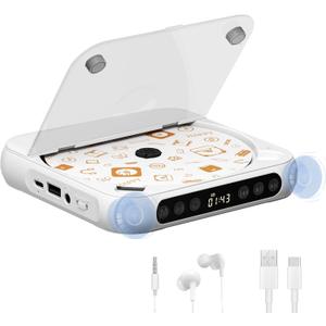 Portable CD Player, Personal CD Player with Bluetooth for Home, Rechargeable Small CD Player with Headphones,Built-in HiFi Speakers, Support CD/AUX/USB, Anti-Skip/Shockproof