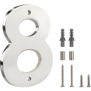 HASWARE Floating House Number Sign for Home - 5 Inch Modern Numerous Easy DIY Installation for Post Street (Silver Brushed, 8)