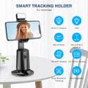 Auto Face Tracking Tripod 360° Rotating Cell Phone Photo and Video Kits Stand, No App, Camera Stand with Remote and Gesture Control, Rechargeable Smart Shooting Stand for Live Recording Tiktok（Black）