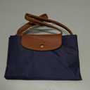 GM LIKKIE Women's Foldable Nylon Tote Bag, Lightweight Shoulder Purse with Top Handle, Spacious Hobo Bag for Work and Travel, Navy Blue