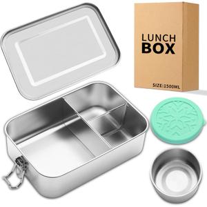 SUTETLW Stainless Steel Bento Box (1500ML) Lunch Box Metal Bento Box Stainless Steel Lunch Container Bento Boxs 3 Compartment Packing Box for Work Lunch
