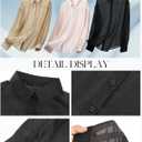 Wyeysyt Sheer Tops for Women Shiny Mesh Top Sheer Button Up Shirt See Through Sexy Long Sleeve Blouse (Black, L)
