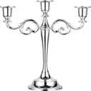 OwnMy 3 Arms Metal Candelabra Candlestick Silver European Elegant Candle Holder Candle Stand for Wedding Dining Table Christmas Party Home Decoration (Silver Tone)