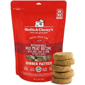 Stella & Chewy's Freeze-Dried Raw Dinner Patties - Remarkable Red Meat Blend - High Protein Grain-Free Puppy & Dog Food - Perfect For Picky Eaters - 14 oz (EXP 07/10/26)