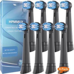 Replacement Toothbrush Heads Compatible with Oral b iO 3/4/5/6/7/8/9/10 Series Electric Toothbrush, Premium Grade Bristles, Black, 8 Pack