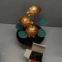 Bits and Pieces - Indoor Water Lily Water Serenity Fountain  Compact Tabletop Decoration with Copper-Colored Blooms and Leaves Flowing Water for Relaxing Dcor