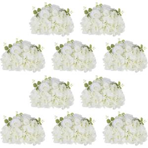 NUPTIO Flower Balls for Centerpieces Wedding: 10 Pcs 11.8 inch Diameter Artificial Flower Ball Arrangement Bouquet Centerpiece for Tables - White Fake Rose Flowers for Wedding Decor