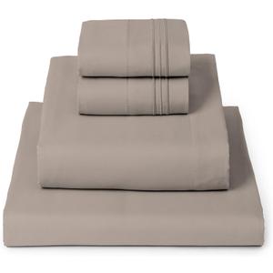 Mellanni Queen Sheets Set - 4 PC Iconic Collection Bedding - Hotel Luxury, Extra Soft, Cooling Bed Sheets - Wrinkle, Fade, Stain Resistant (Queen, Tan)