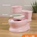 Realistic Potty Training Toilet - Flushing Sounds, Wipes Storage, Disposable Liners, Easy to Clean for Toddler Boys and Girls (Pink)