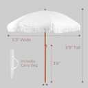6 Ft Fringe Patio Umbrella - Outdoor Umbrella for Patio, Pool, Table, Garden, Deck, Beach, and Outdoors - Fashionable Boho Vintage Tassels & Wood Print - Push Button Tilt Pole