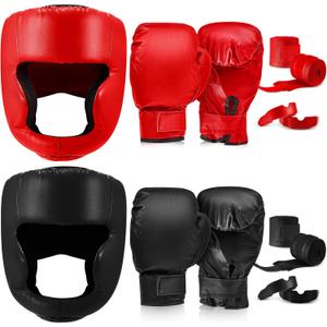 Kanayu 14 Pcs Boxing Gloves and Headgear Set for Beginners Youth 16 Ounce Boxing Gloves Headgear Helmet Hand Wraps Mouth Guards Equipment for Beginners Training Equipment Gifts