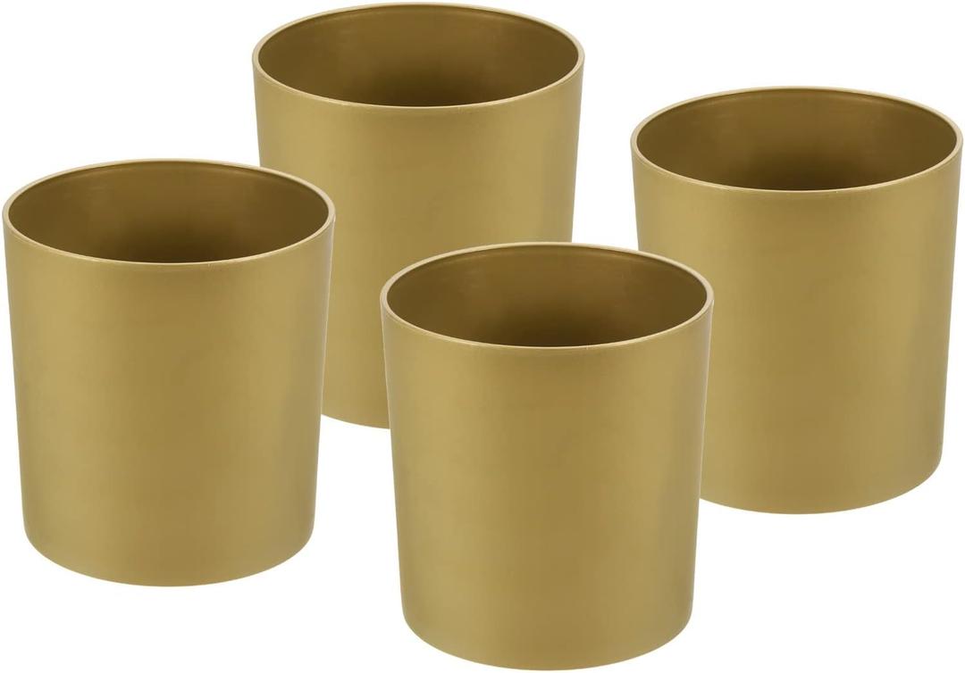 PATIKIL 6 Inch Plastic Plant Pot, 4 Pack Round Flower Planter Container for Indoor Outdoor, Gold