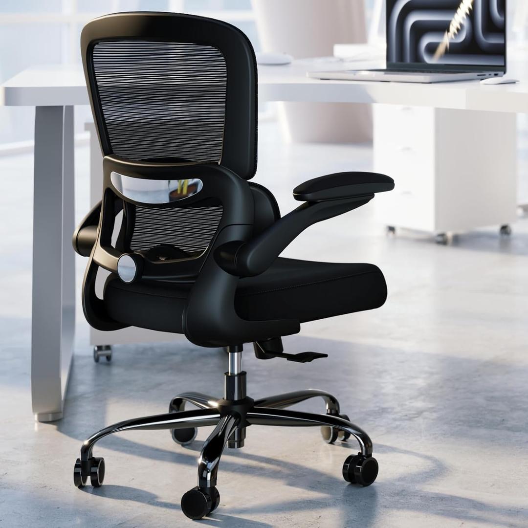 TRALT Office Chair - Ergonomic Desk Chair with Adjustable Lumbar Support, Mesh Computer Chair, Executive Chairs for Home Office Comfortable Lumbar Support (Black), Pack of 1