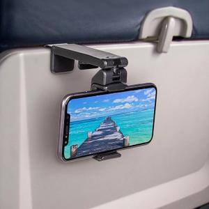 Universal in Flight Airplane Phone Holder Mount. Hands Free Viewing with Multi-Directional Dual 360 Degree Rotation. Pocket Size Must Have Airplane Travel Essential Accessory for Flying 2 PACK