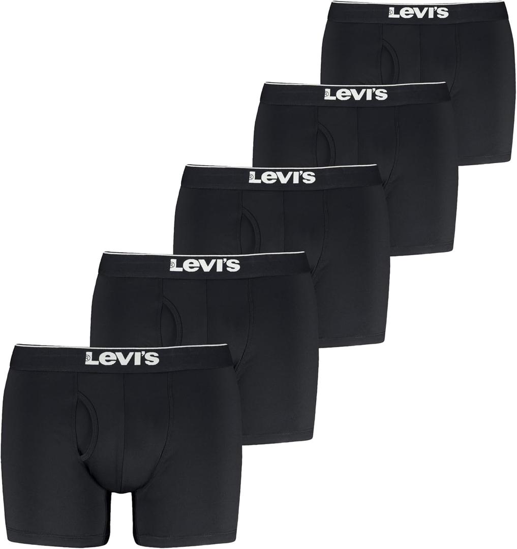 Levi's Men's 5-pack Microfiber Boxer Brief, Moisture Wicking, Ultra Soft Feel, Tag-free (Black, L)
