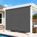 6'W x 8'H Gray Patio Shades Roll up Outdoor Roller Shade Crank Wand Blind Cordless, 90% UV Blocking & Privacy Protection for Porch|Gazebo|Pergola|Backyard (2 Splicing Tube, 1 Fabric), 72"W x 96"H