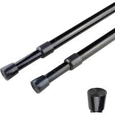 Small Tension Curtain Rods 16 to 30 Inches, Adjustable Expandable Short Rod Non-Slip Non Drill Spring Tension Rod for Windows, Closet, Kitchen, Black
