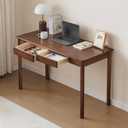 Solid Wood Desk with Drawers (Walnut Color, 39.4inch)
