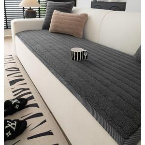 ZQFFB Washable Pet Couch Cover Non-Slip Sofa Covers for Dogs Pet-Friendly Soft Sherpa Dog Couch Protector Mat for Sofa (27.6x70.9, Grey)