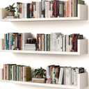 Wall Bookshelf, Set of 3, 36 Inches U Shaped Wall Shelves, Long Deep Floating Shelves, Large Floating Book Shelves - Wood Hanging Bookshelves for Kitchen, Bedroom (White, 36 Inches)