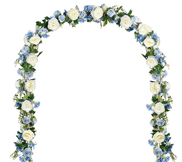 2 Pack Artificial Peony Flower Garland - 6ft Silk Peony Garland Flowers Vine Blue and White Peony Silk Flowers for Wedding Arch Party Table Decoration (Blue)