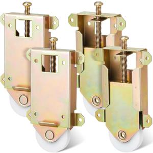 Therwen 4 Pcs Sliding Mirror Closet Door Roller Wheels Replacement Assembly 1-1/2 Inch Nylon Concaved Ball Bearing Wheels, 2-5/16 Inch Hole Centers Sliding Glass Screen Door Hardware Fits