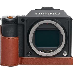 X2D 100C Camera Case, BolinUS Handmade Genuine Real Leather Half Camera Case Bag Cover for Hasselblad X2D 100C Camera Bottom Opening Version + Hand Strap (Brown)