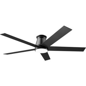 wurzee 60 inch Flush Mount Ceiling Fan Black Ceiling Fans with Lights 6 Speeds DC Reversible Motor, Timing, Dimmable, 5 Blades for Study, Nursery, Indoor Patio Porch Garage Shop