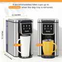 Hot & Iced Single Serve Coffee Maker for K Pod and Grounds, 6-14 Oz Brew Sizes, 50oz Removable Tank, Single Cup Coffee Maker with Descaling Reminder, Stainless Steel, Black