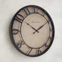 Presentime & Co 21" Farmhouse Series Wall Clock, Cottage Style, Faux Burlap, Oil Rubbed Antique Bronze Finish. Wall Décor for Living Room, Dining Room, and entryway.