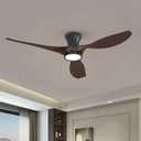 TALOYA 52 Inch Ceiling Fans with Led Lights Remote Control Flush Mount Low Profile for Bedroom Farmhouse Patio Outdoor Living Room Kitchen Dining Room, DC Motor, Reversible, Buzzer ON/ Off, Black Walnut
