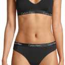Calvin Klein Women's Motive Cotton Lightly Lined Bralette (Small, Black)