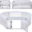 Pet Playpen for Dogs Heavy Plastic Puppy Exercise Pen Indoor Outdoor Small Pets Fence Puppies Folding Cage 6 Panels for Puppies and Small Dogs House Supplies (White 6*Panel)