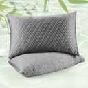 WOLKI Cooling Standard Pillows Set of 2 Memory Foam Pillows, Twin/Full Size 2 Pack Adjustable Shredded Memory Foam for Side Sleepers, Back, Stomach, Hot Sleepers (20x26) (Gery)