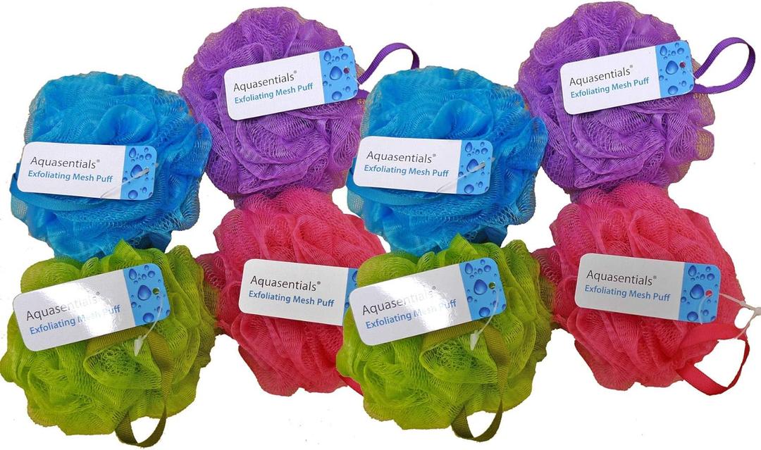 Aquasentials Mesh Pouf Bath Sponge (8 Pack)