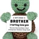 3 x Brother Crochet Turtle Gift - Funny Mini Handmade Turtle from Sister, I Love You Stuffed Animal, Cute Birthday Present for Men, Boys, Friends