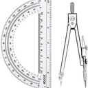 Drawing Compass and 6 Inch Protractor, Student Geometry Math Set
