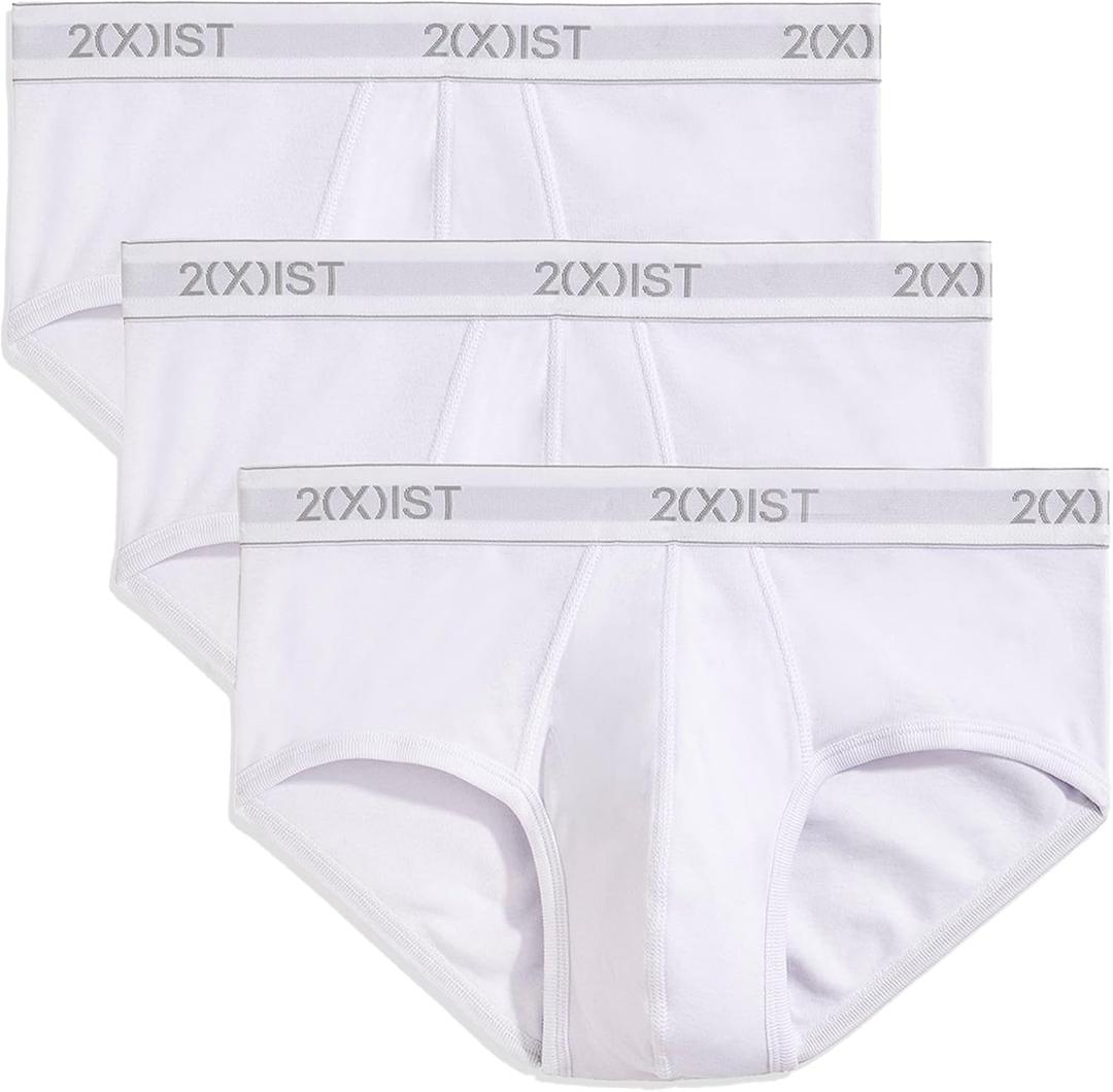 2(X)IST Men's Essential Cotton Contour Pouch Brief 3-Pack (Medium, Pure White)